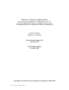 Delaware's Business Judgment Rule and Varying Standards of