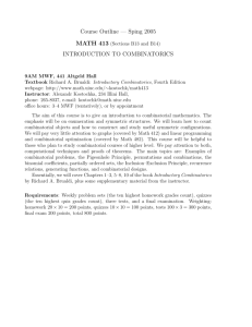 Course Outline — Sping 2005 INTRODUCTION TO COMBINATORICS