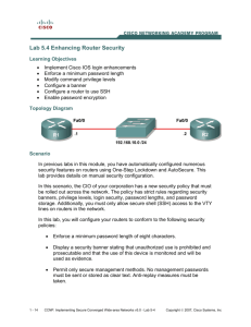 Lab 5.4 Enhancing Router Security