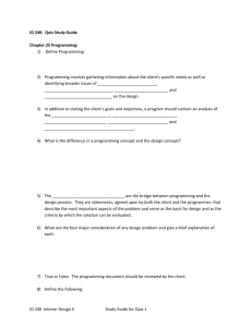 ID 240 Interior Design II Study Guide for Quiz 1 ID 240: Quiz Study