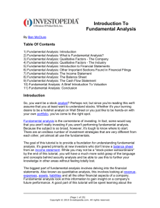 Introduction To Fundamental Analysis