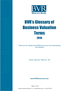 BVR's Glossary of Business Valuation Terms