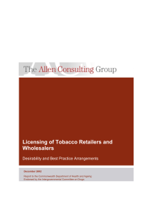Licensing of Tobacco Retailers and Wholesalers