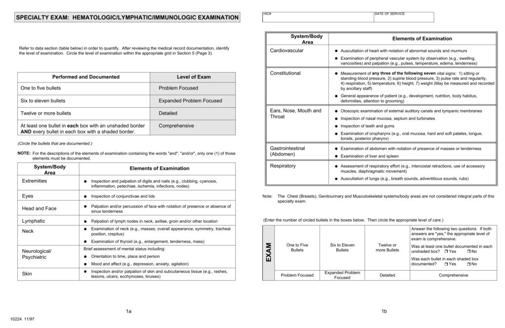 E M Score Sheet HEMATOLOGIC LYMPHATIC IMMUNOLOGIC