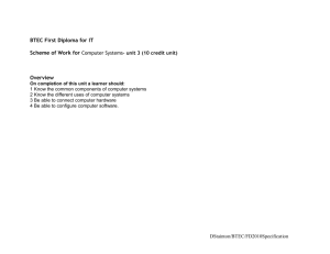 BTEC First Diploma for IT Overview