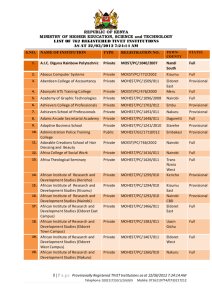 list of 762 registered tivet institutions