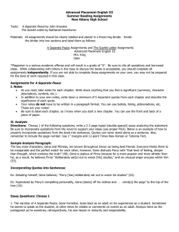 Easy Persuasive Essay Topics For High School Advanced Placement English Iii Summer Reading Assignments Thesis Statement For Comparison Essay also Romeo And Juliet Essay Thesis A Separate Peace Essay Prompts English Essay