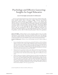 Psychology and Effective Lawyering: Insights for Legal Educators