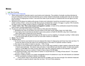 I. Lab: Rice Counting II. Counting atoms and molecules I. When