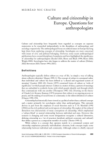 Culture and citizenship in Europe Questions for anthropologists