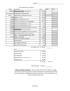 8th Grade Book List 2014-15 ITEM Book Name Price Order Have