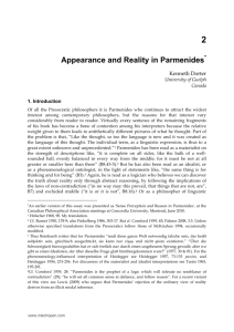Appearance and Reality in Parmenides