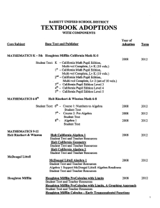 textbook adoptions - Bassett Unified School District