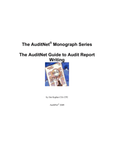 AuditNet Monograph Series Audit Report Writing