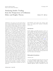 Analyzing Insider Trading from the Perspectives of Utilitarian Ethics