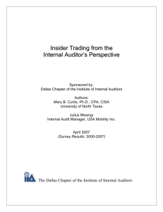 Insider Trading from the Internal Auditor's Perspective