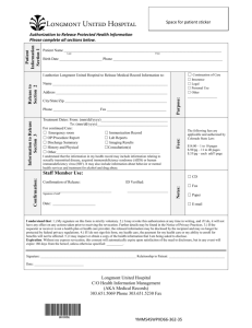 the Medical Record Release Form in English