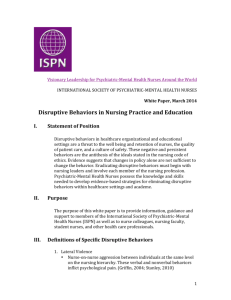 Disruptive Behaviors in Nursing Practice and Education