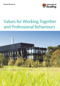 Values for Working Together and Professional Behaviours