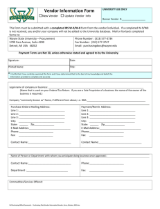 Vendor Information Form - Wayne State University