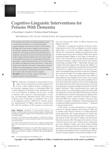 Cognitive-Linguistic Interventions for Persons With Dementia