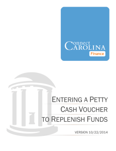 entering a petty cash voucher to replenish funds