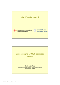 Web Development 2 Connecting to MySQL database server
