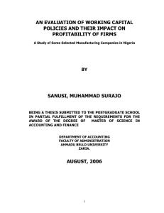 an evaluation of working capital policies and their impact on