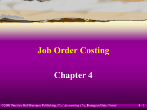 Job Order Costing Chapter 4
