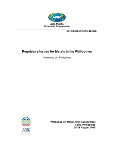 Regulatory Issues for Metals in the Philippines