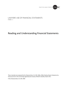 Reading and Understanding Financial Statements