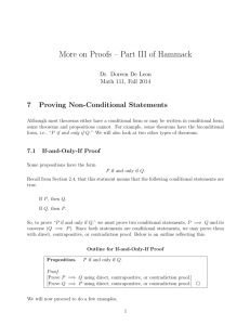 More on Proofs – Part III of Hammack