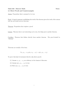 Math 232 - Discrete Math Notes 2.1 Direct Proofs and