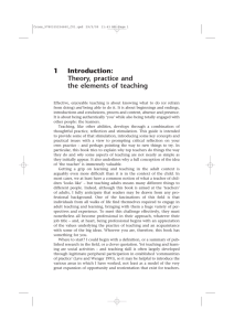 1 Introduction: Theory, practice and the elements of teaching