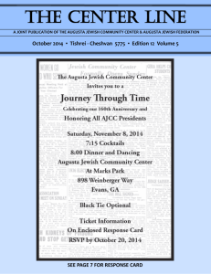 October 2014 Center Line - Augusta Jewish Community Center