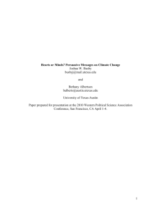 1 Hearts or Minds? Persuasive Messages on Climate Change