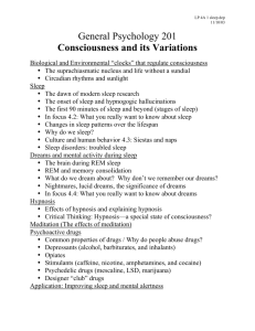 General Psychology 201 Consciousness and its Variations