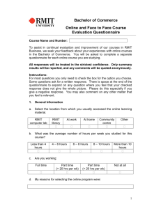 Bachelor of Commerce Online and Face to Face Course Evaluation