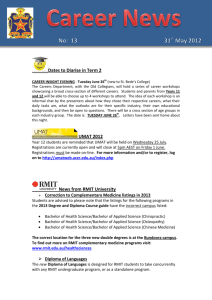 Dates to Diarise in Term 2 UMAT 2012 News from RMIT University