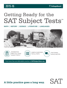 Getting Ready for the SAT Subject Tests