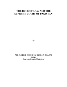 THE RULE OF LAW AND THE SUPREME COURT OF PAKISTAN