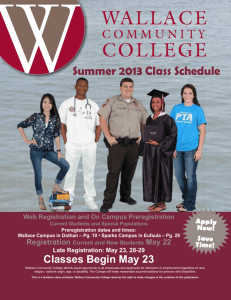 Summer 2013 Class Schedule - Wallace Community College