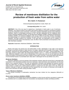 Review of membrane distillation for the production of fresh water