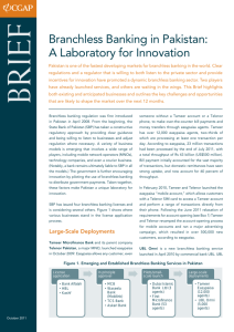 Branchless Banking in Pakistan: A Laboratory for Innovation
