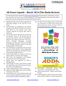 GK Power Capsule – March' 2014 (The Hindu Review)