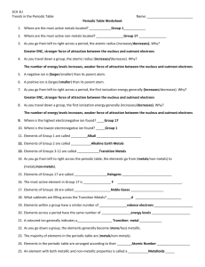 Periodic Table Worksheet 1. Where are the most active metals