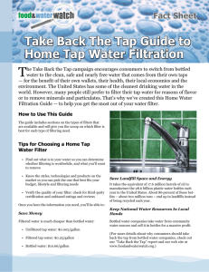 Take Back The Tap Guide to Home Tap Water Filtration