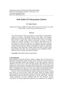 Study Habits Of Undergraduate Students