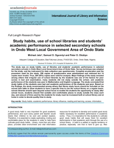 Study habits, use of school libraries and students' academic