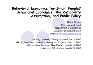 Behavioral Economics for Smart People?